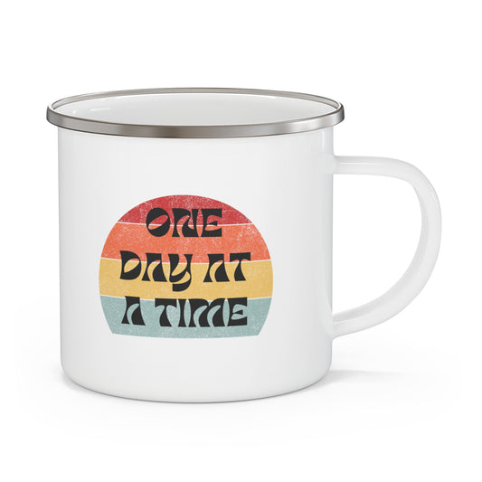 One Day At A Time Enamel Camping Mug