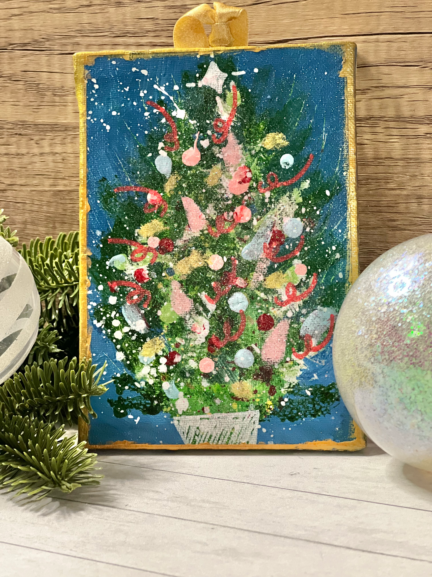 Christmas Tree Ornament- Acrylic Painting on Canvas